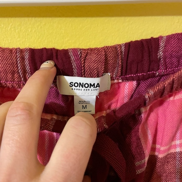 NWT Sonoma Plaid Pj pants in Pink and Peach - Picture 4 of 5